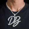 Cursive Font Two Letters Moissanite Diamond Name Pendant