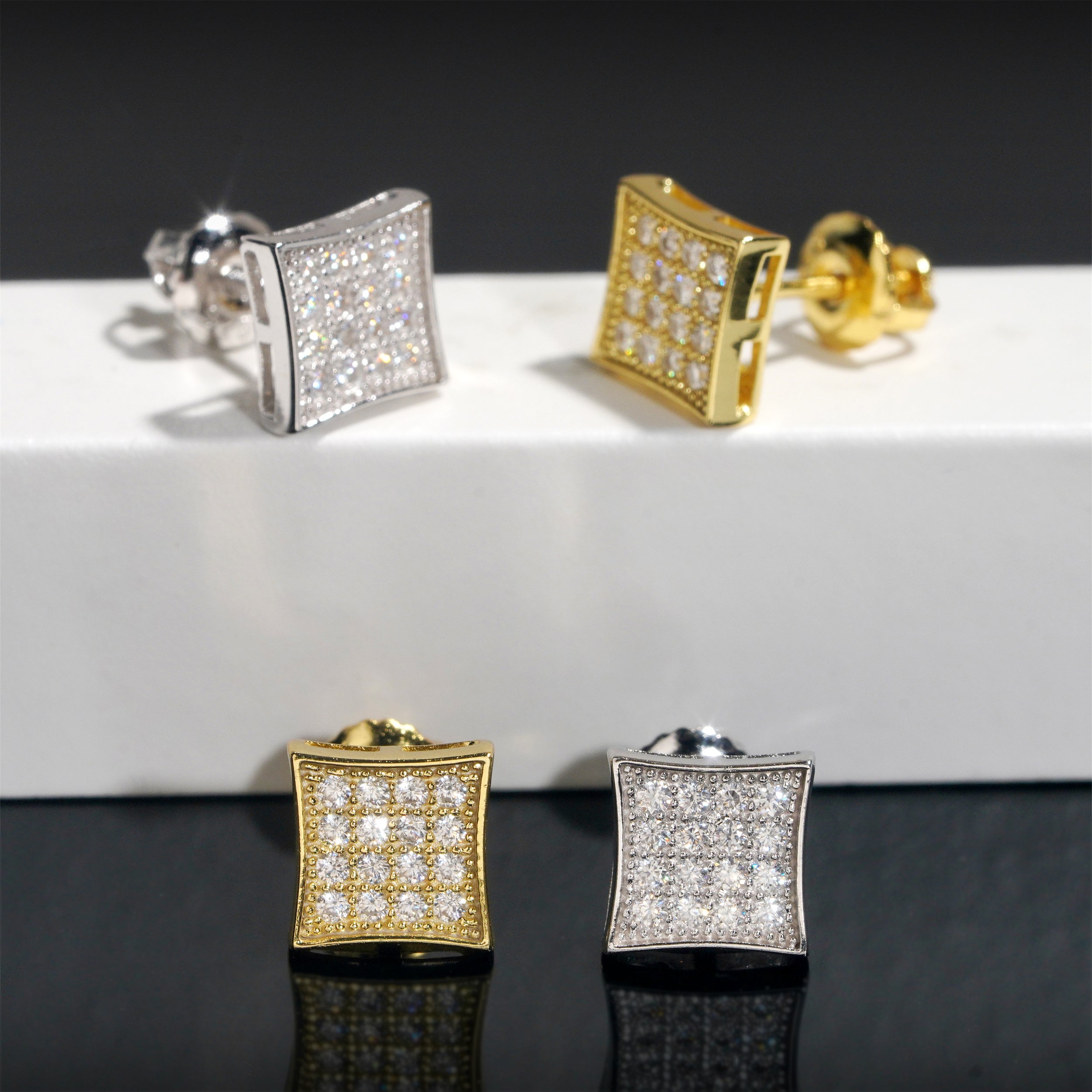 925 Silver Moissanite Diamond Kite Stud Earrings for Hip Hop Style