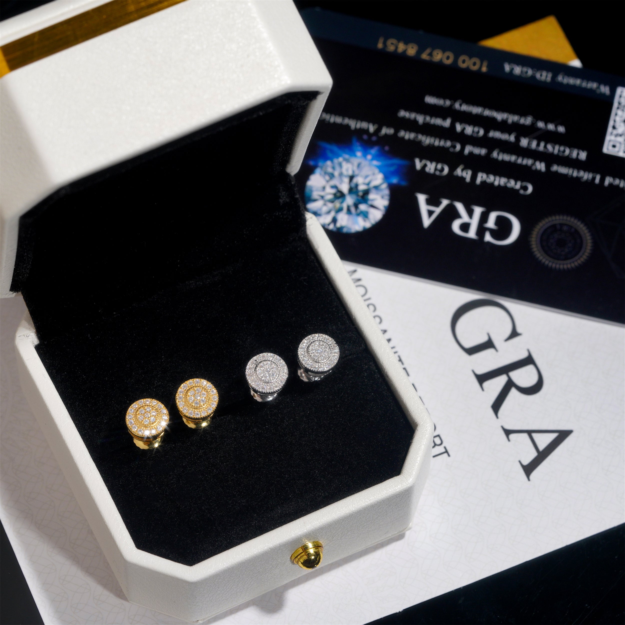 Brincos de disco redondo hip hop congelados VVS Moissanite