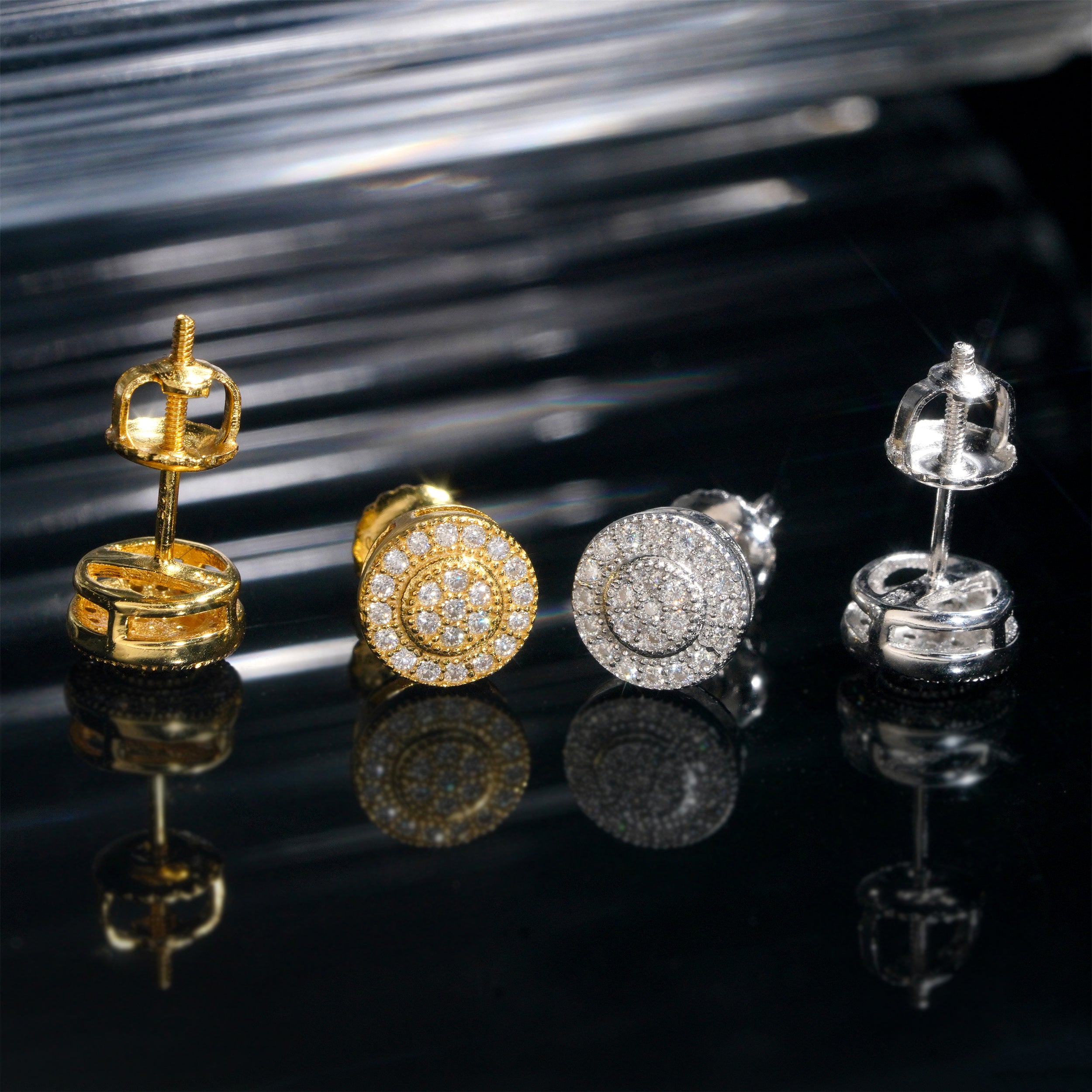 Brincos de disco redondo hip hop congelados VVS Moissanite