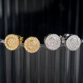 Round Disc Circle Men 925 Silver Screw Back Hip Hop Earrings Iced Out VVS Moissanite