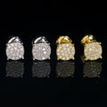 14k Gold Plated Moissanite Iced Earrings Hip Hop Style Screw Back