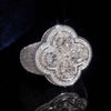 Half Iced Moissanite Diamond Men Clover Ring