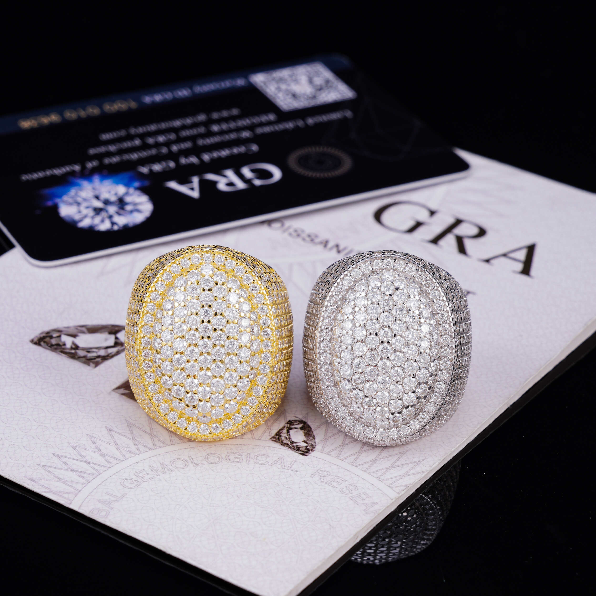 Hip Hop Buss Down Oval Fully Iced VVS Moissanite Ring for Men