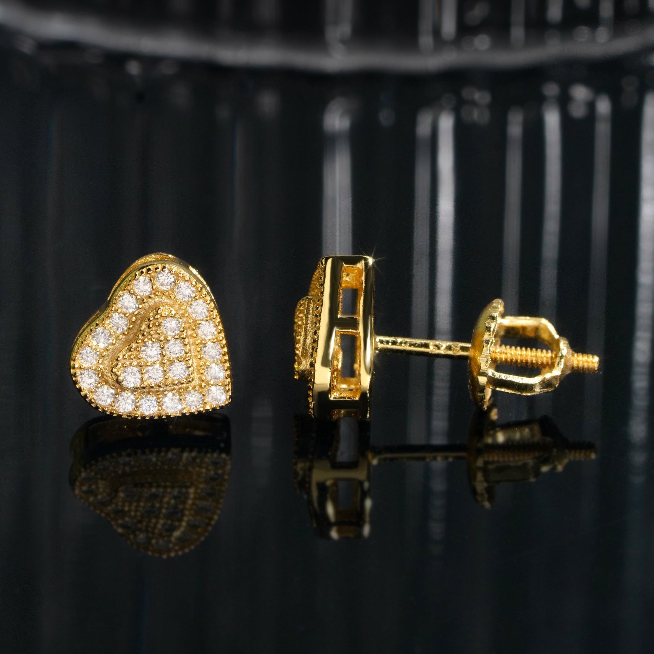 925 Sterling Silver Heart Shaped VVS Moissanite Studs Earrings Screw Back