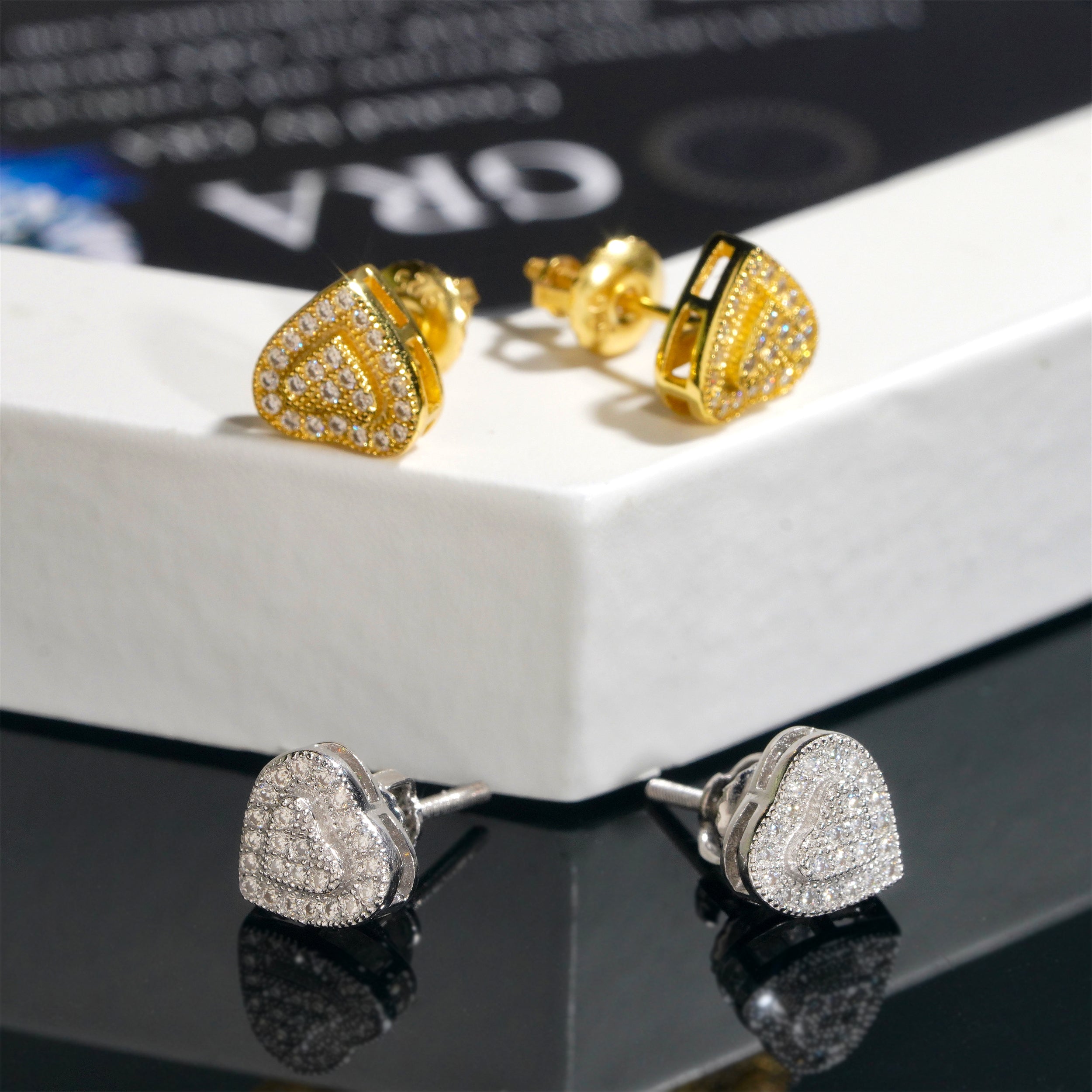 925 Sterling Silver Heart Shaped VVS Moissanite Studs Earrings Screw Back