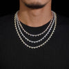 Three Stone Design 2.5MM Moissanite Tennis Chain Necklace