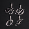 Cursive Font Initial Letter Pendant Silver 925 Moissanite Diamond