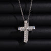 10K Solid White Gold VVS Lab Diamond Coss Necklace