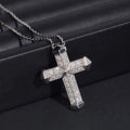 10K Solid White Gold VVS Lab Diamond Cross Necklace
