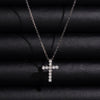Mini Size 10K White Gold 0.2CT Lab Diamond Cross Necklace