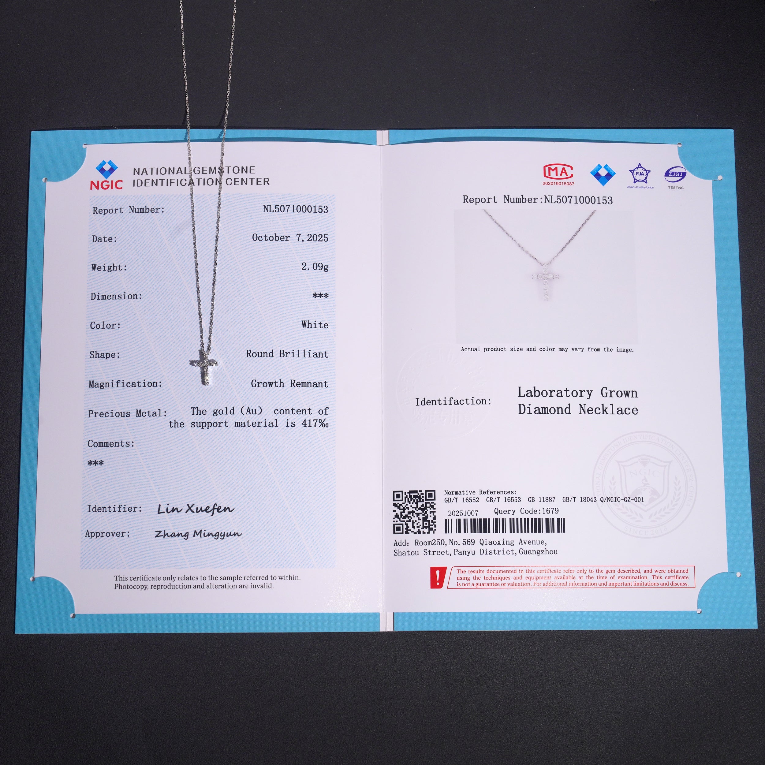 Mini Size 10K White Gold 0.2CT Lab Diamond Cross Necklace