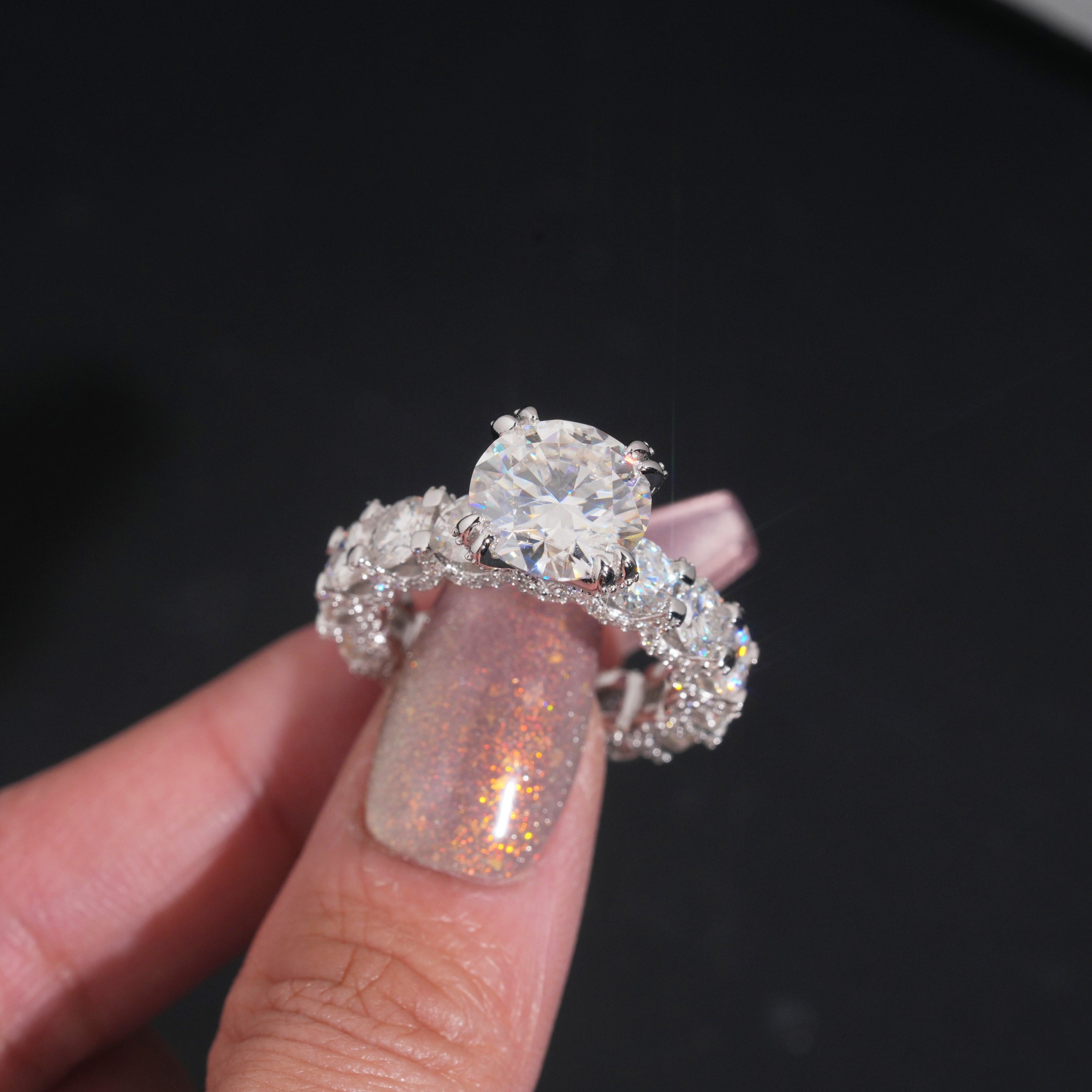 5CT Round Moissanite Diamond Ring For Women