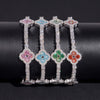 New Arrival Solid Silver Color Moissanite Clover Tennis Bracelet 3MM