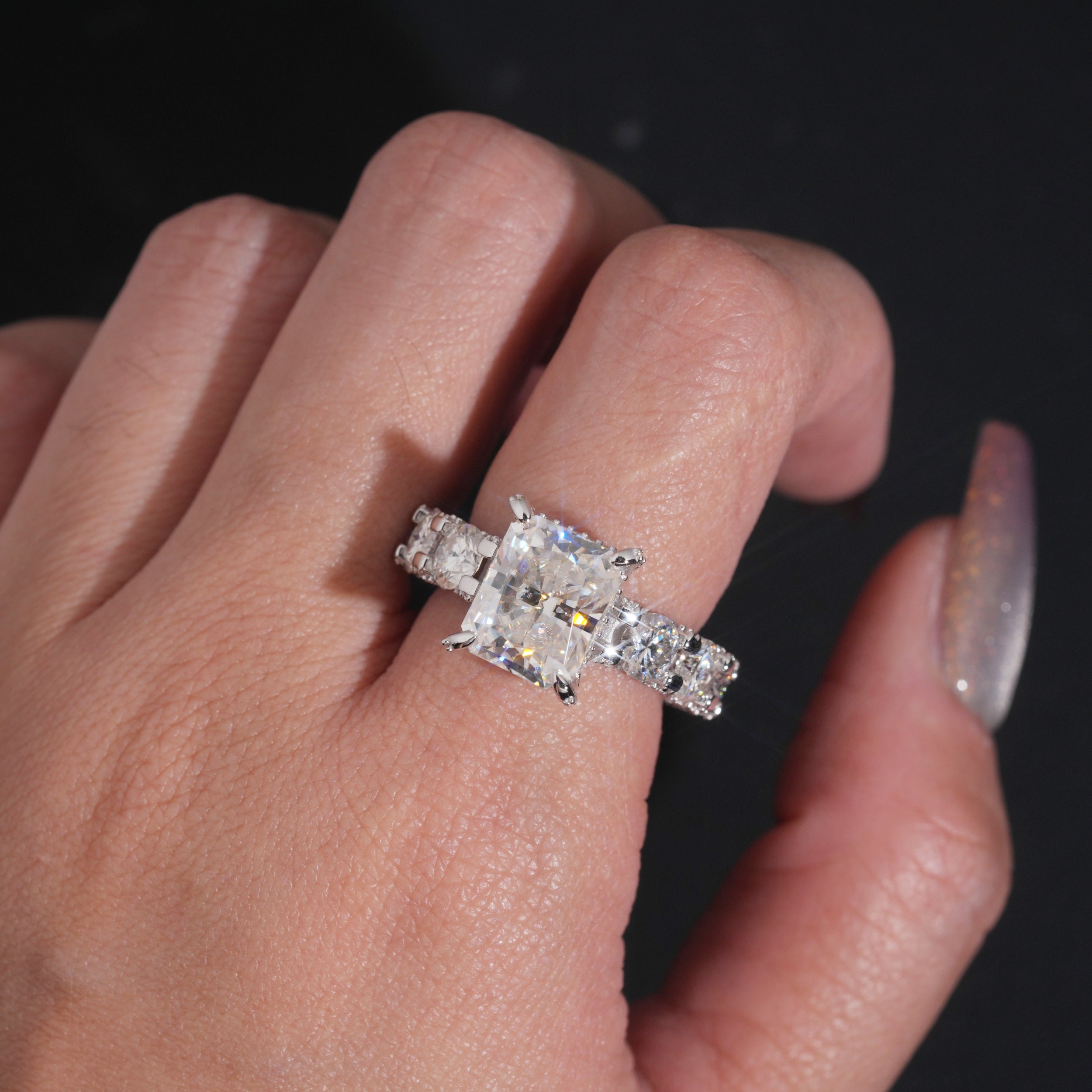 Radiant Cut Fully Iced Women Moissanite Diamond Ring