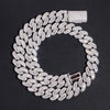 Hip Hop Jewelry 17MM Baguette Diamond Cuban Link Chain Necklace Moissanite