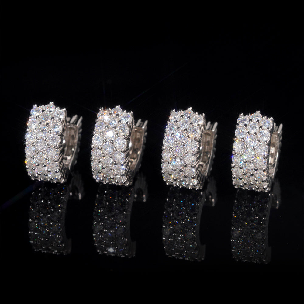 VVS Diamond Iced Out Moissanite Hoop Earrings Sterling Silver White Gold