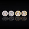 925 Silver Men Fashion Halo Diamond Style Moissanite Earrings Screw Back