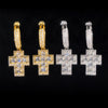 Iced Out Cross Hoop Earrings For Men Solid Silver VVS Moissanite Diamond