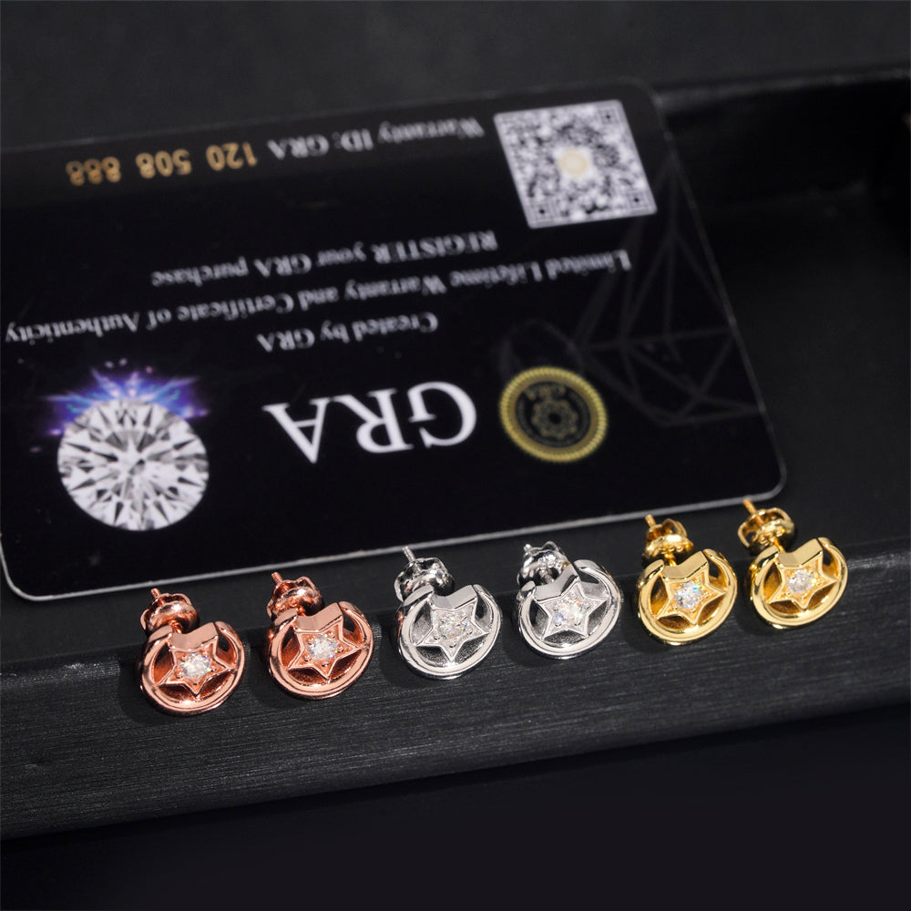 Three Colors Sterling Silver 925 Mini Size Cute Design Star Stud Earrings For Men and Women