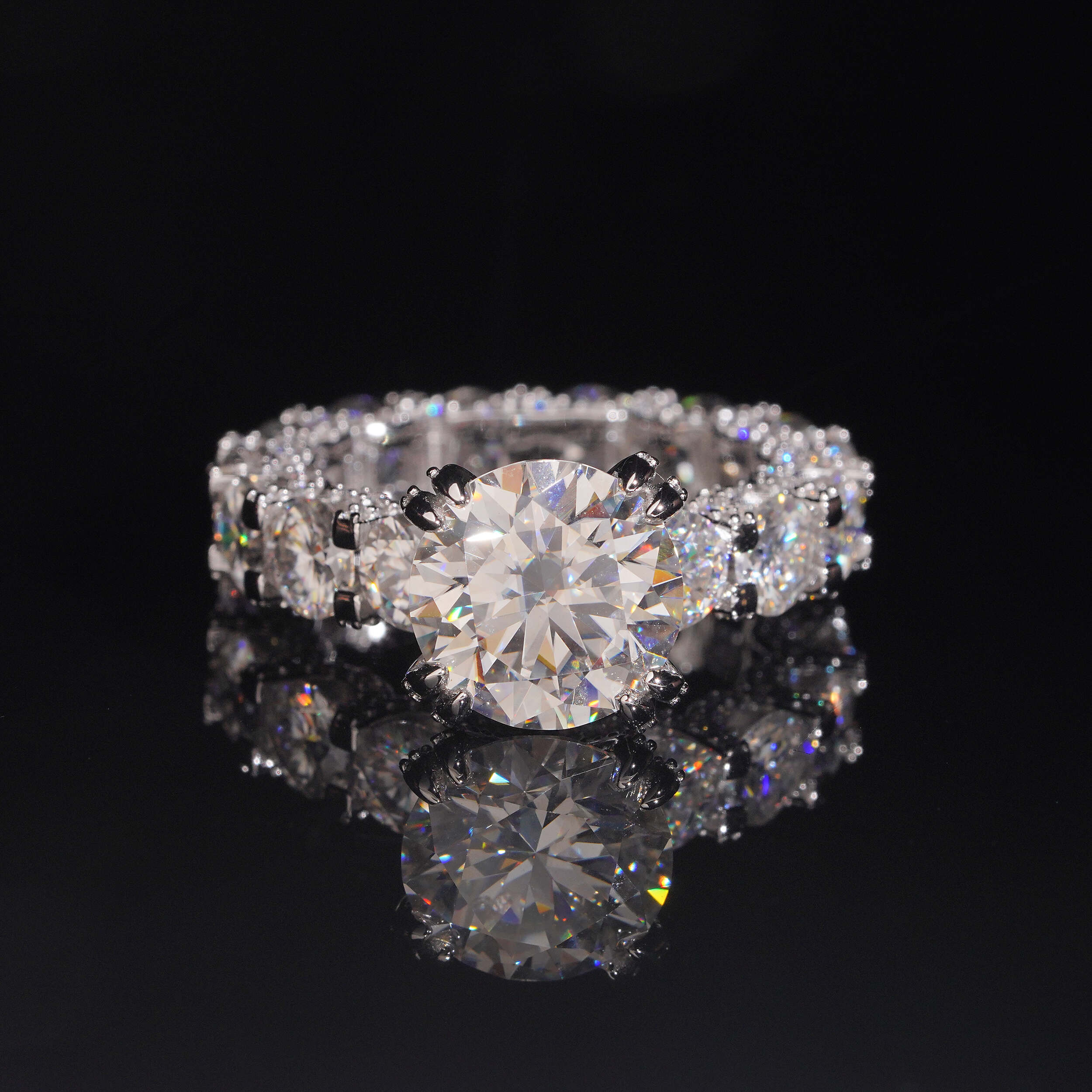 5CT Round Moissanite Diamond Ring For Women