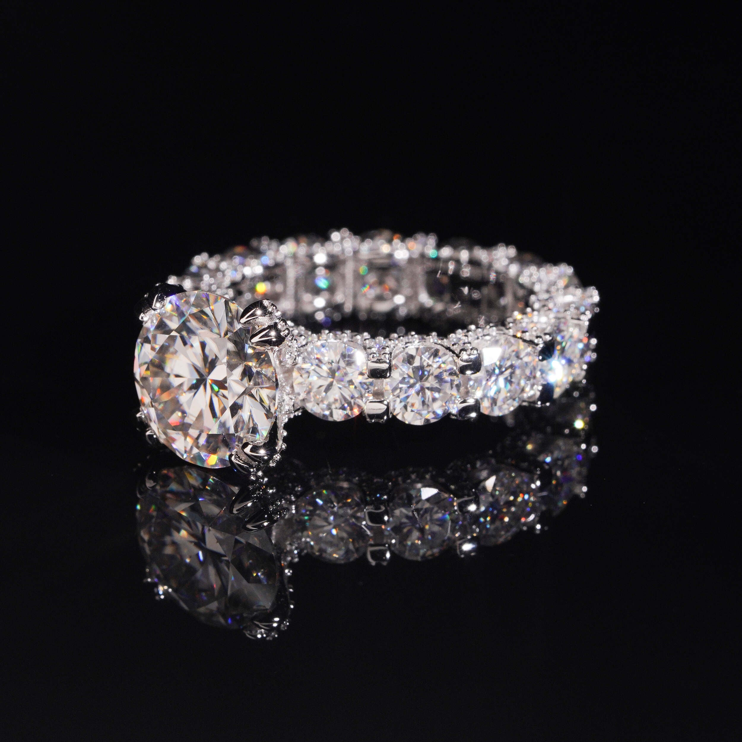 5CT Round Moissanite Diamond Ring For Women