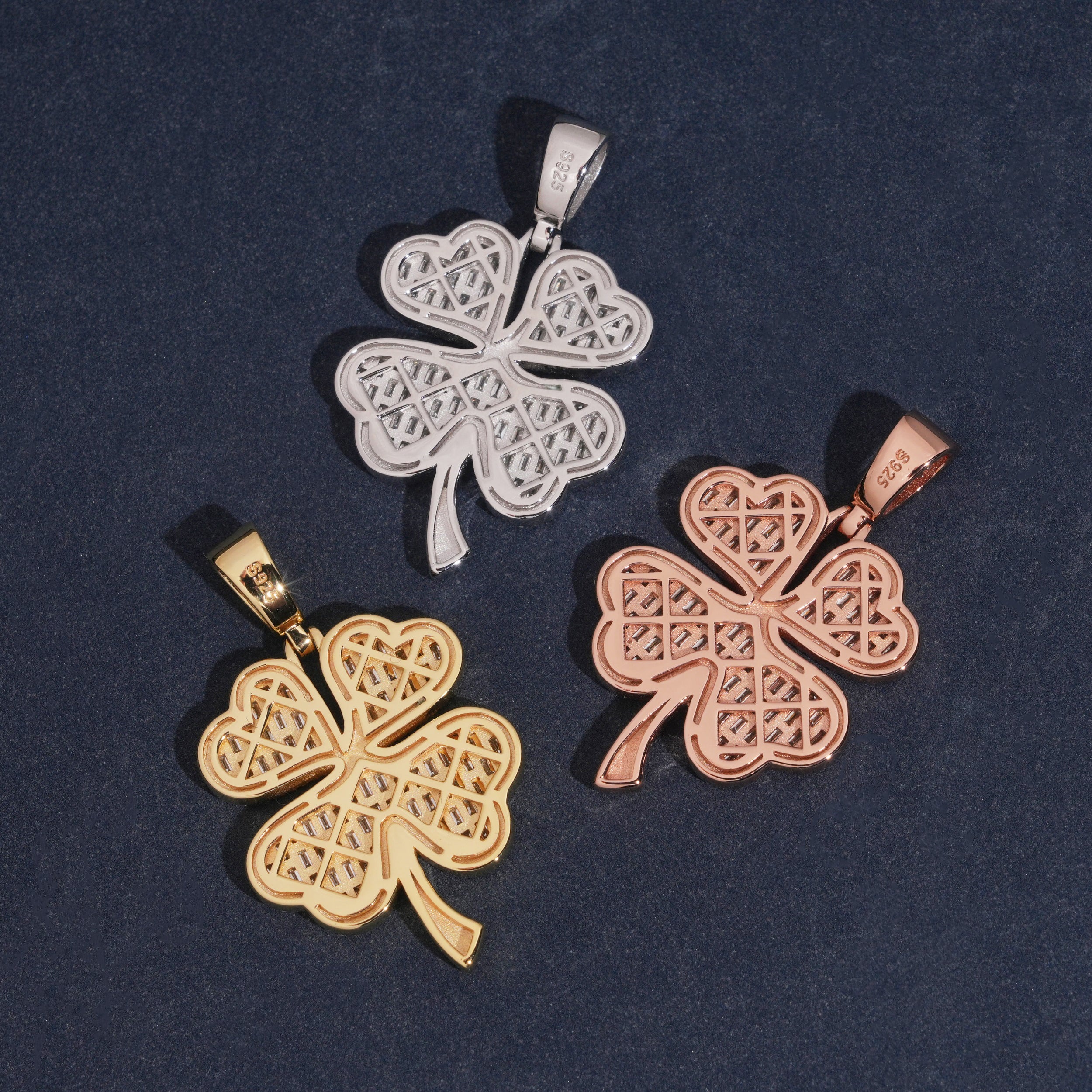 Baguette Moissanite Lucky Charm Pendant Solid Silver