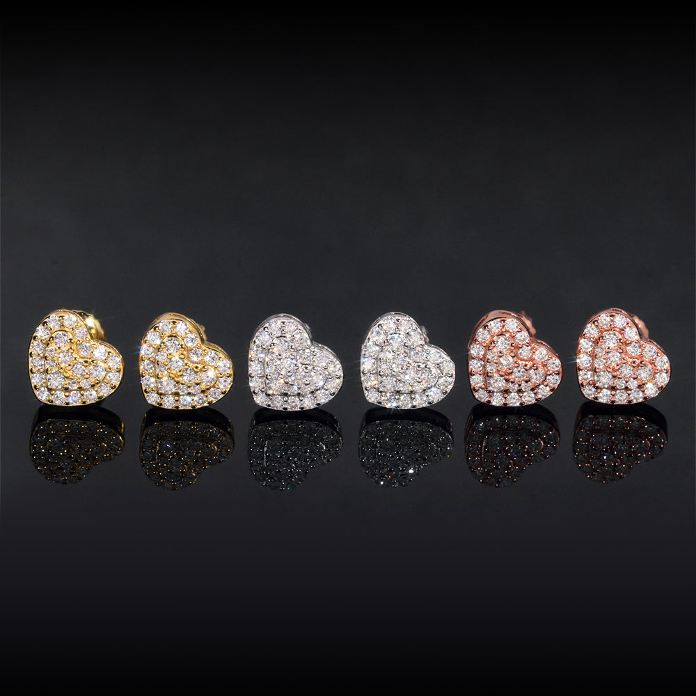 Jewelry Gift Heart Shaped Moissanite Stud Earrings Screw Back For Women