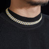 10MM Yellow Gold Two Tone Cuban Link Chain Necklace VVS Moissanite Diamond