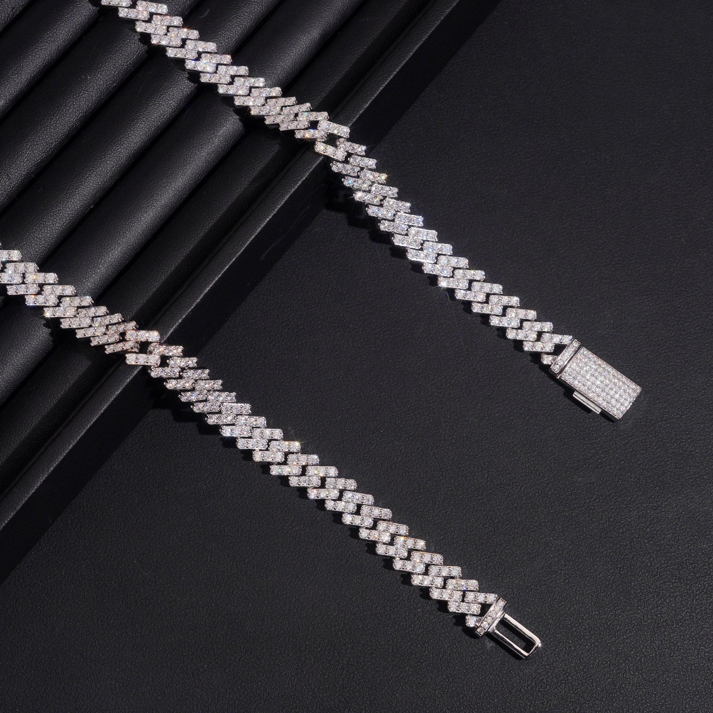 Single Row Moissanite Diamond Cuban Chain 10MM