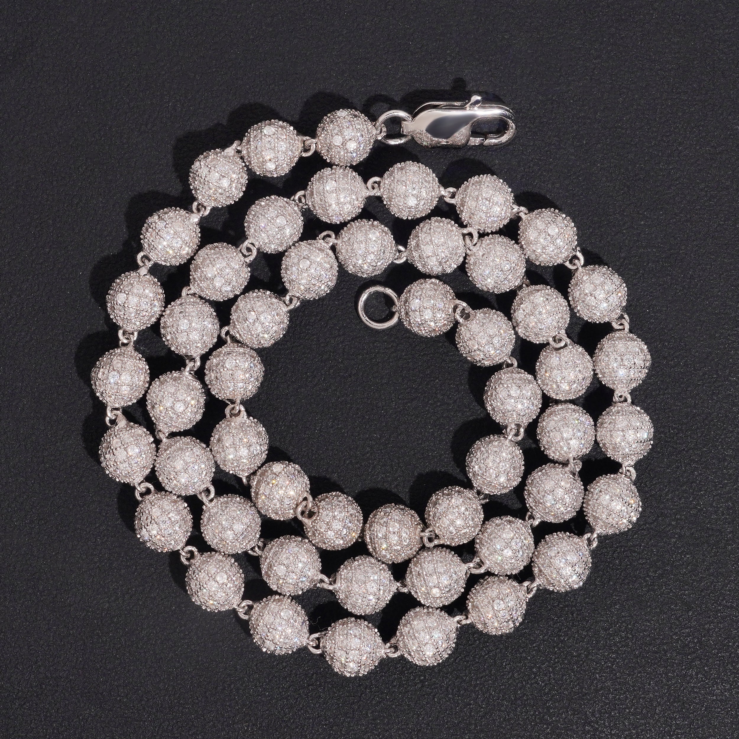 8MM Iced Out Moissanite Diamond Rosary Ball Chain Necklace