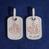 Rose Gold Two Tone Allah Symbol Dog Tag Pendant Moissanite Diamond