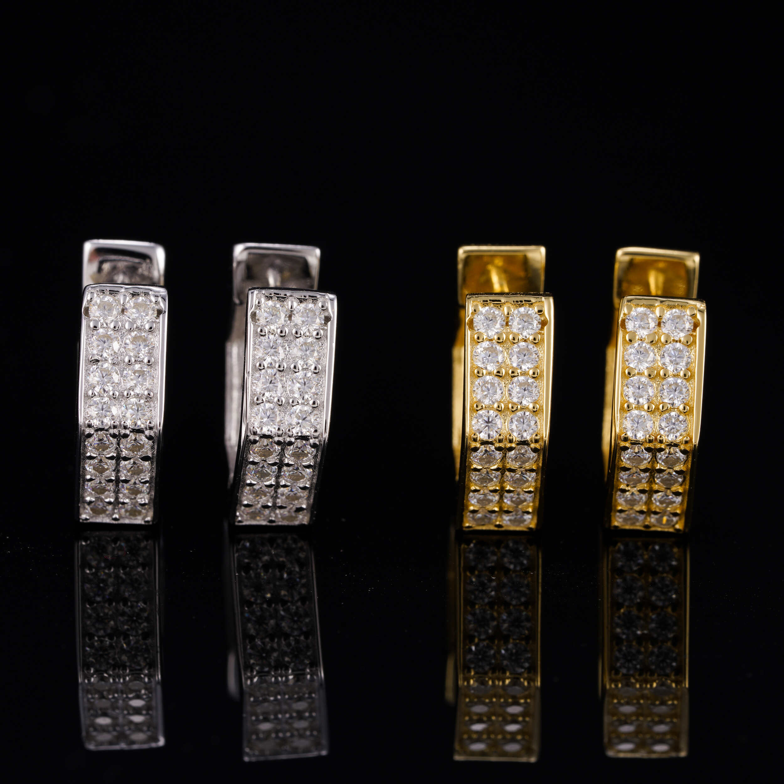 Fully Iced Out Men Hoop Earrings VVS Moissanite Diamond Pass Diamond Tester