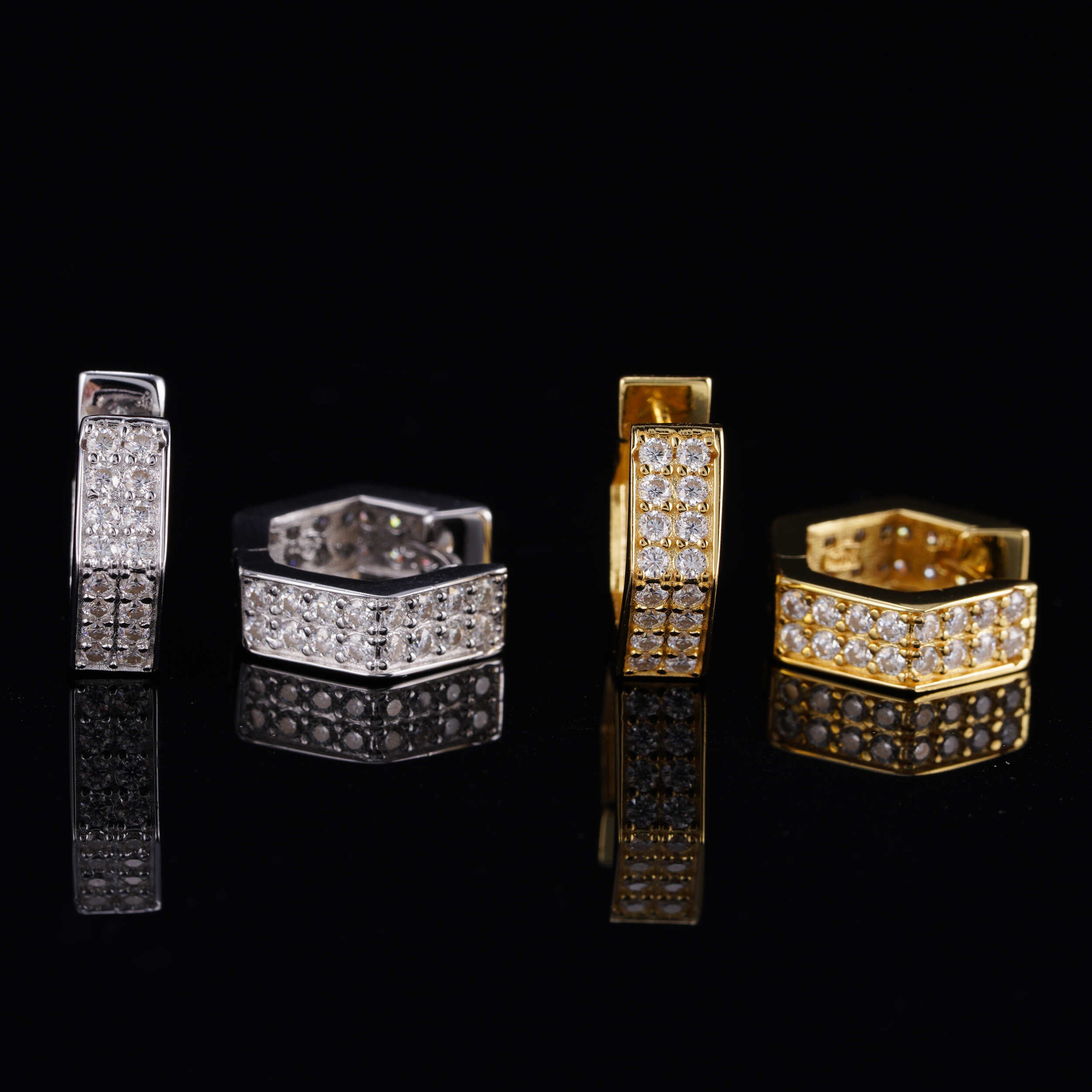 Fully Iced Out Men Hoop Earrings VVS Moissanite Diamond Pass Diamond Tester