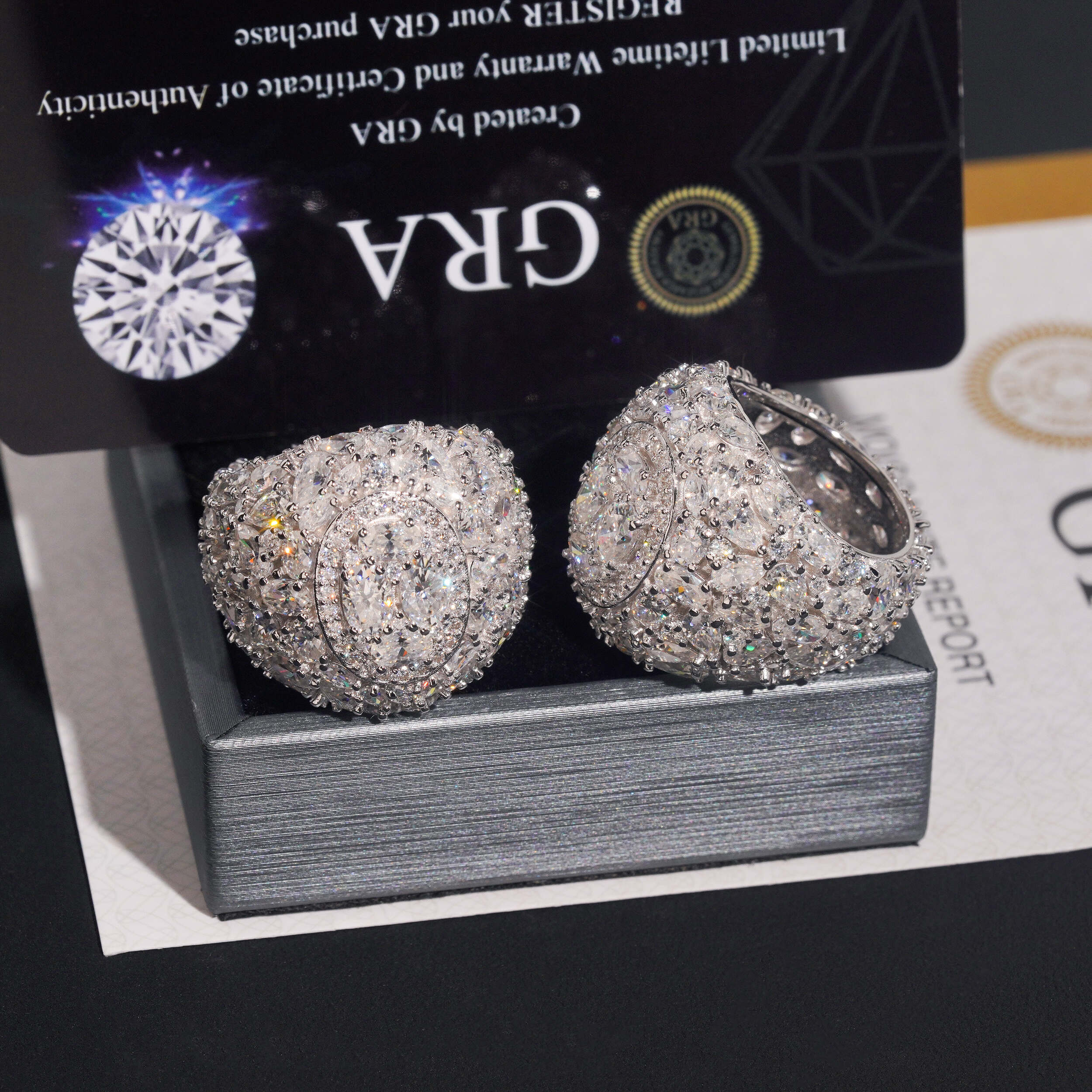 New Arrival Fancy Cut VVS Moissanite Diamond Cluster Ring For Men
