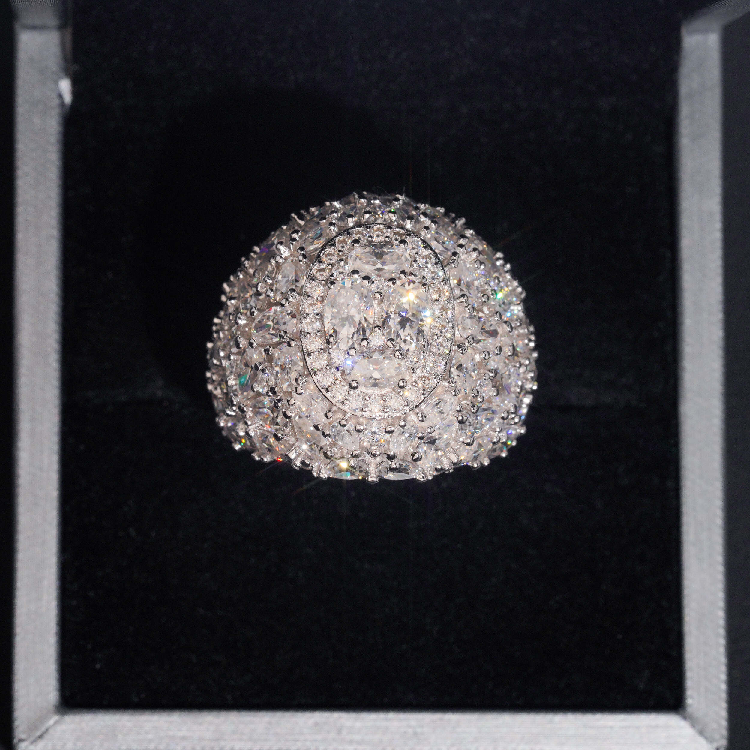 New Arrival Fancy Cut VVS Moissanite Diamond Cluster Ring For Men