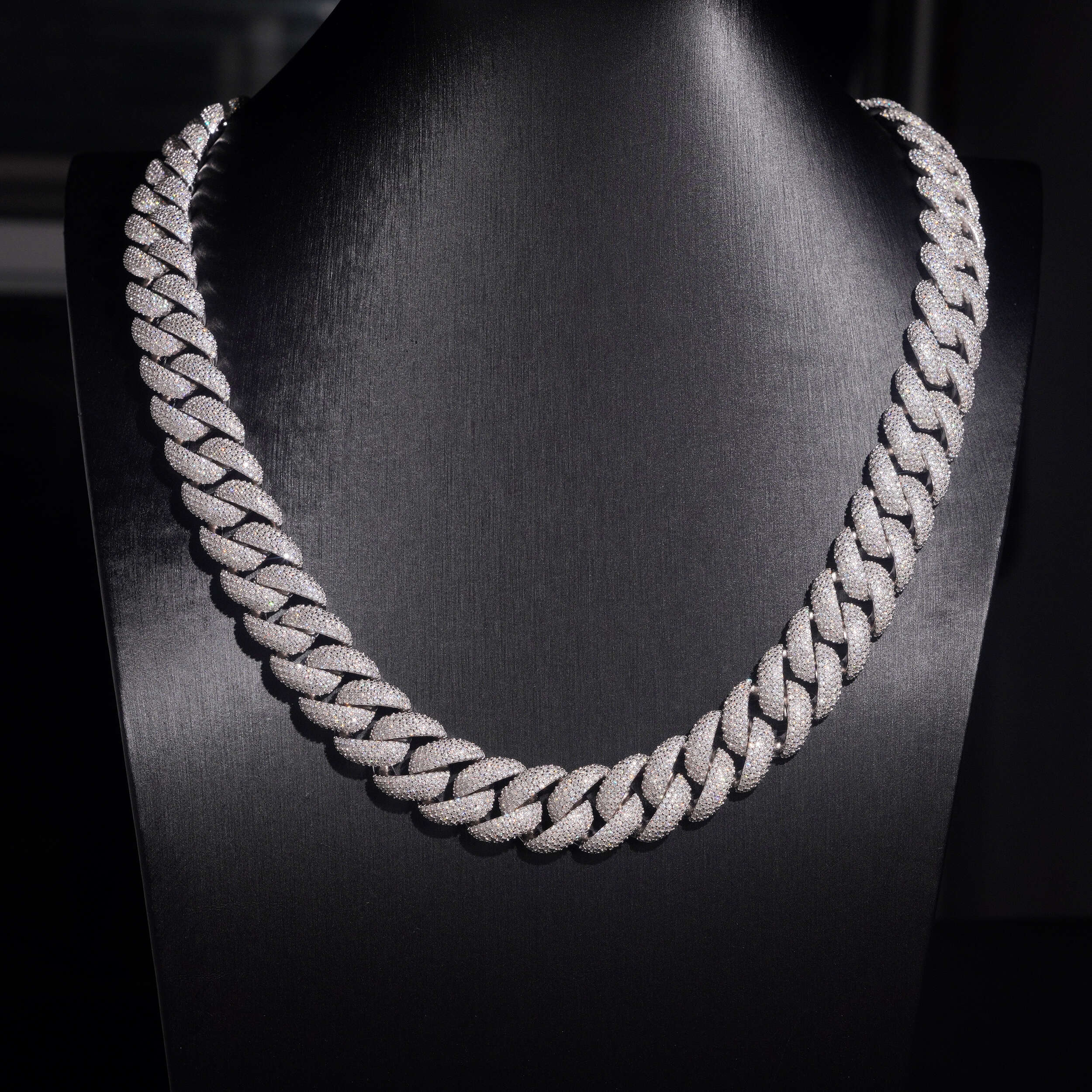 925 Sterling Silver VVS Moissanite Diamond 16MM 5Rows Miami Cuban Link Chain Neckalce