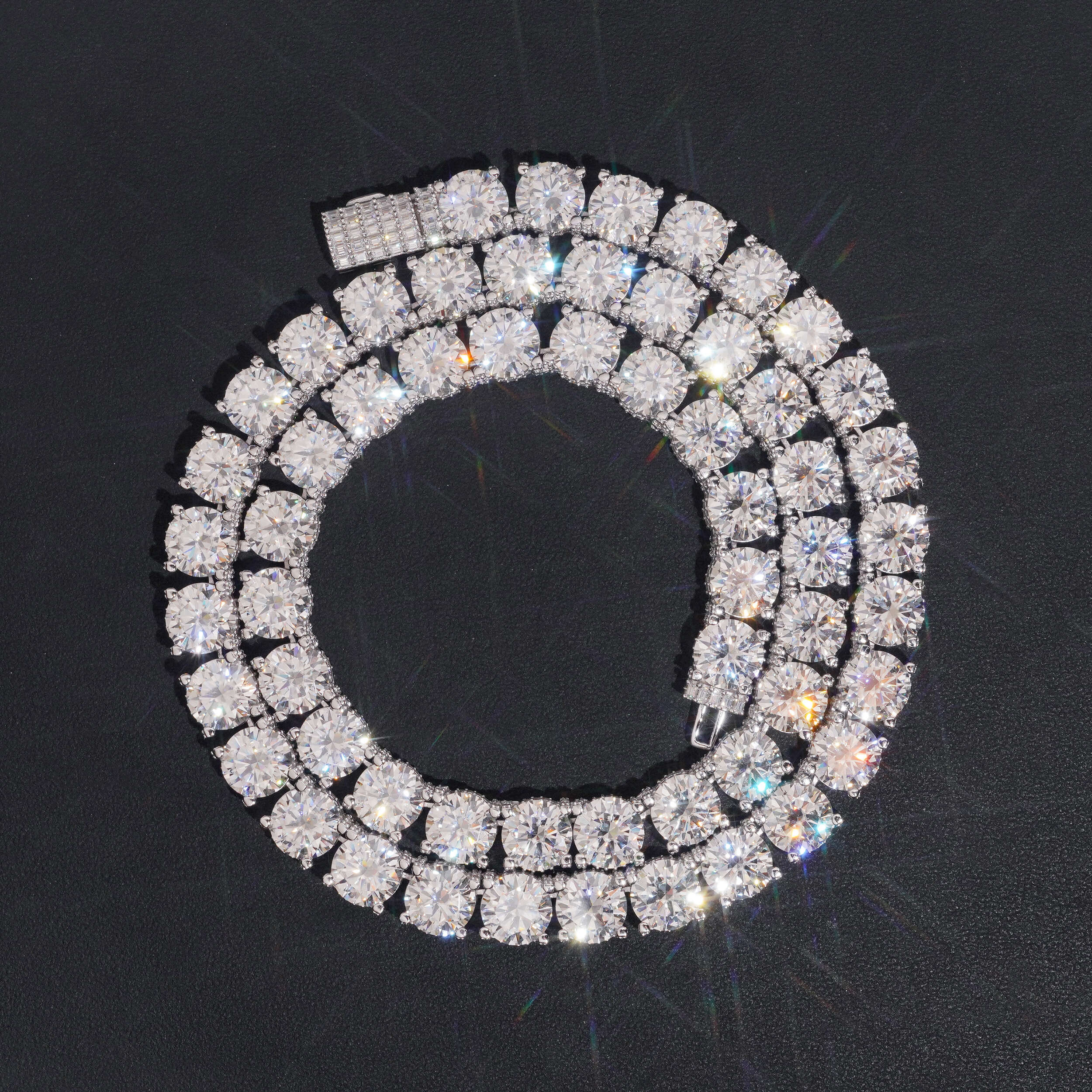 Baguette Lock 10MM Side Iced Tennis Chain Necklace