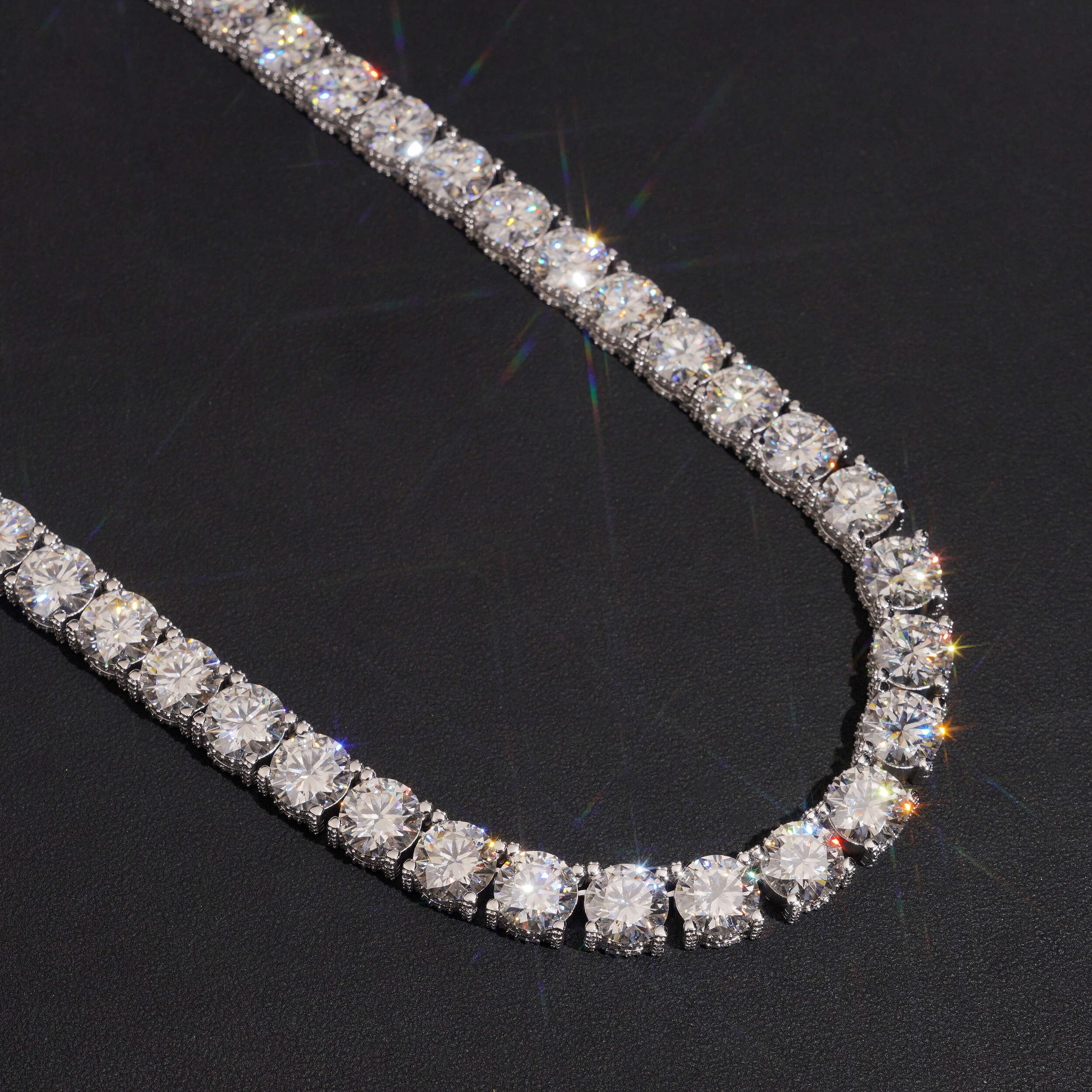 Baguette Lock 10MM Side Iced Tennis Chain Necklace