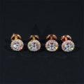 10K Rose Gold Yellow Gold 5MM Halo Diamond Style Moissanite Stud Earrings Screw Back