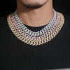 VVS Cz 15MM Raised Stone Cuban Link Chain Necklace