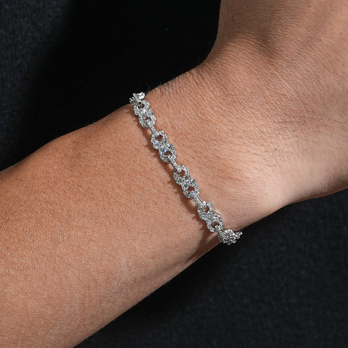925 Sterling Silver VVS Lab Grown Diamond Infinity Link Bracelet