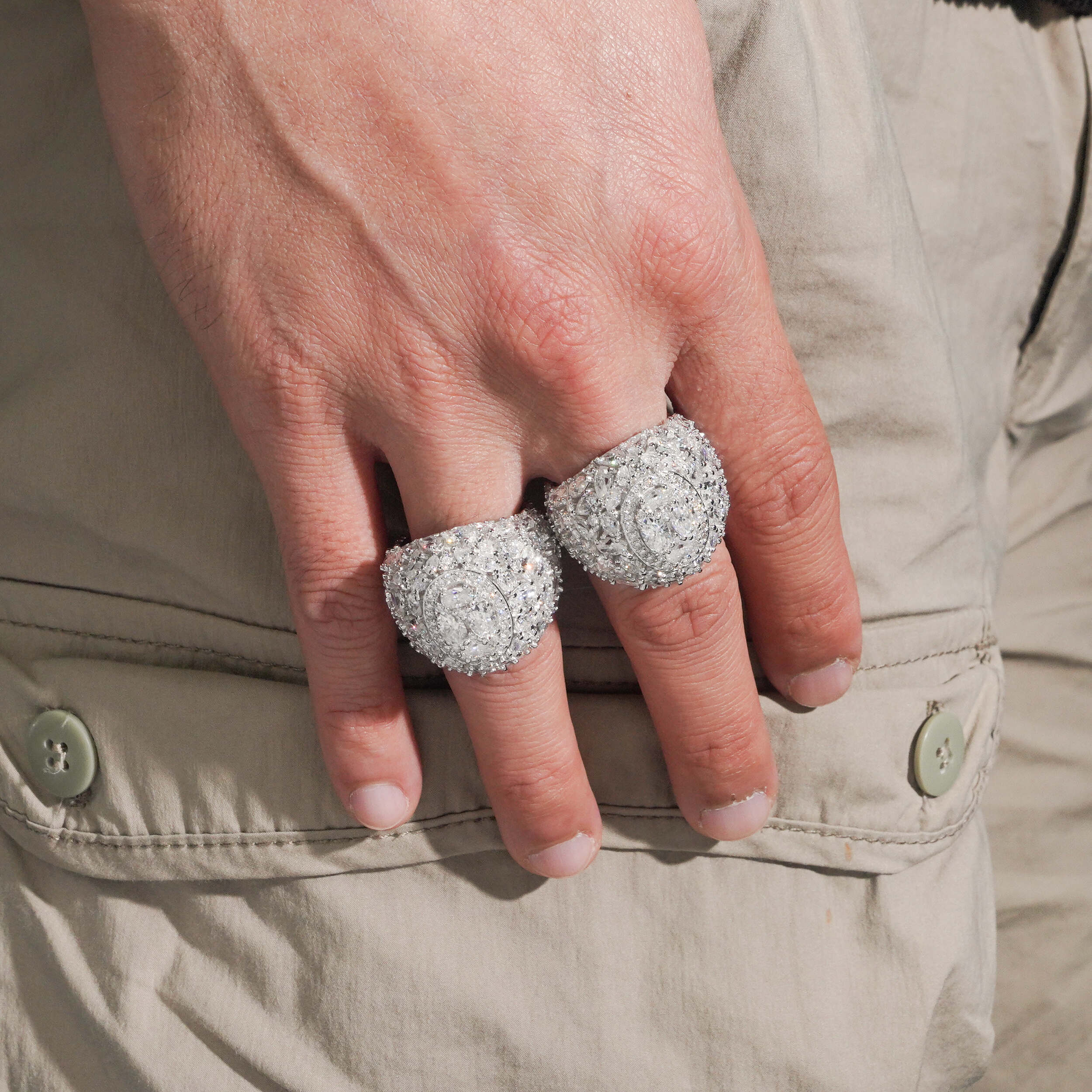 New Arrival Fancy Cut VVS Moissanite Diamond Cluster Ring For Men