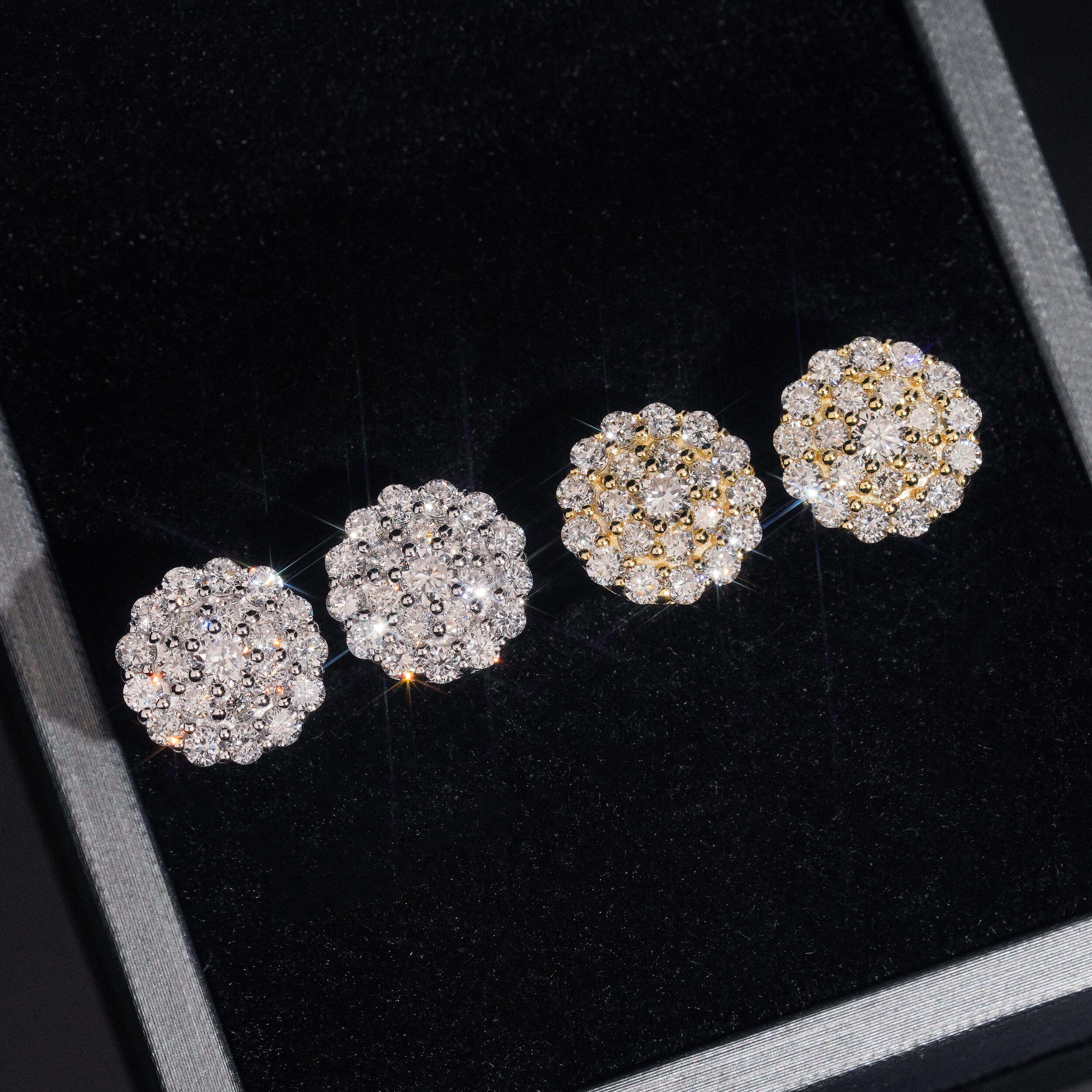 Iced Out VVS Lab Grown Diamond Men Stud Earrings 925 Silver