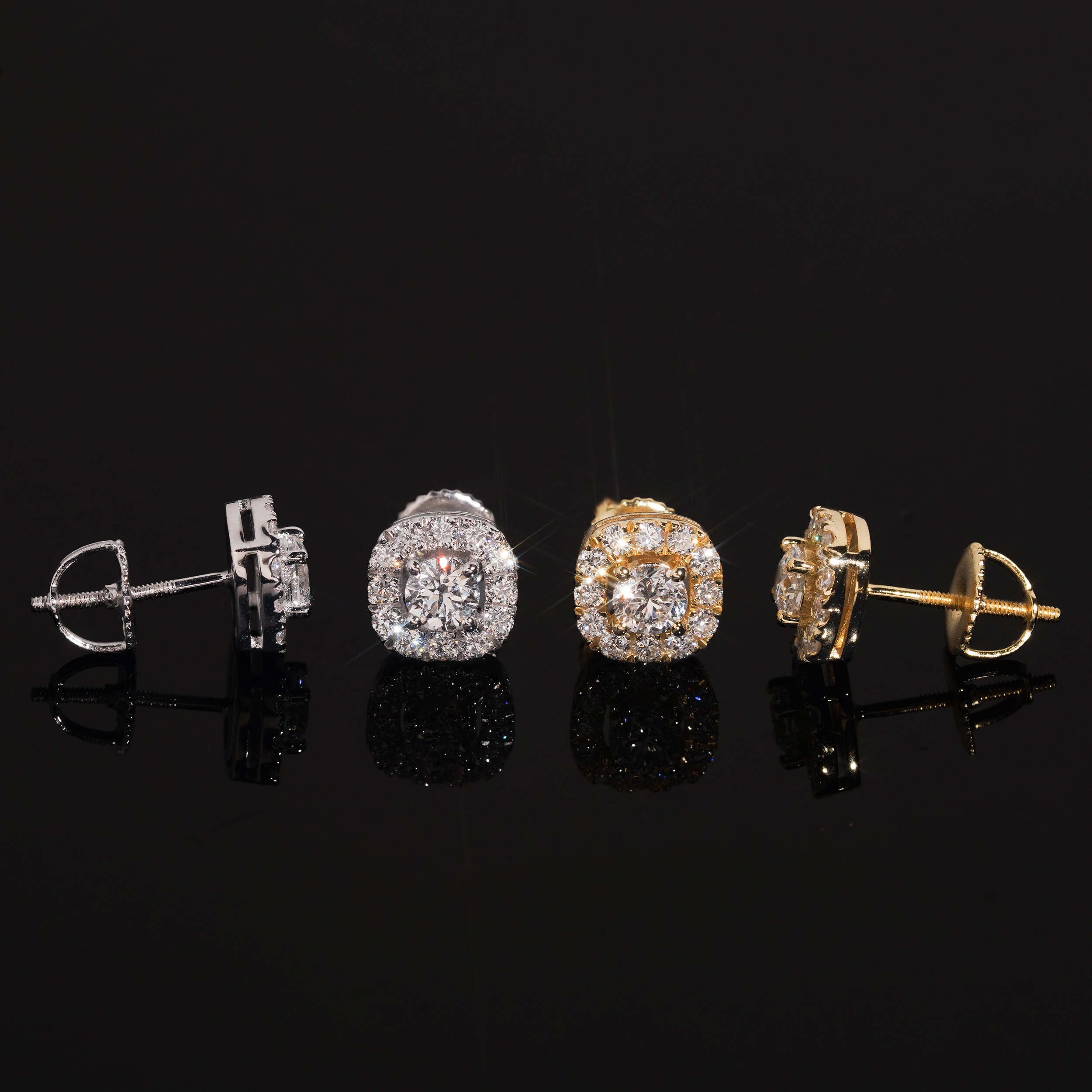 925 Silver 8MM VVS Lab Diamond Screw Back Stud Earrings For Men And Women