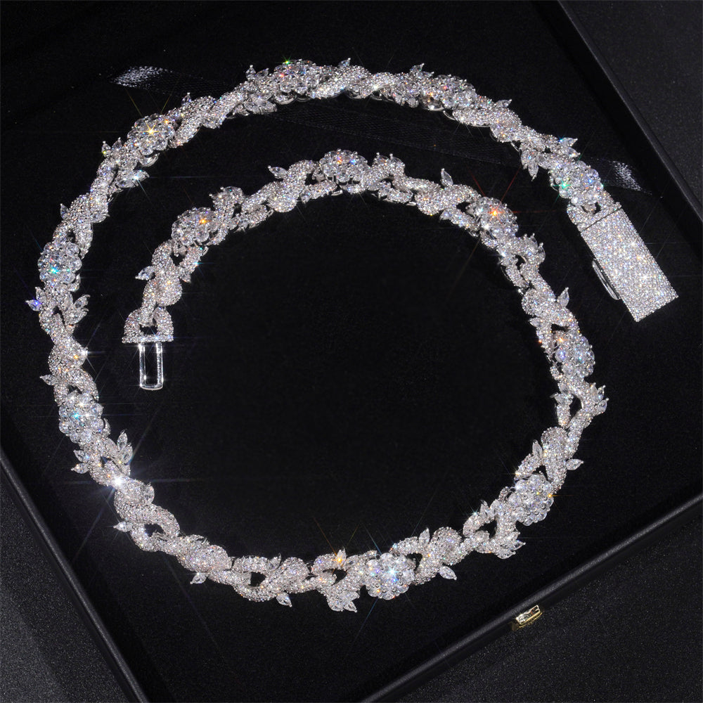 VVS CZ 15MM Flower Infinity Link Chain Necklace