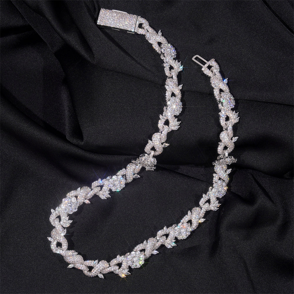 VVS CZ 15MM Flower Infinity Link Chain Necklace