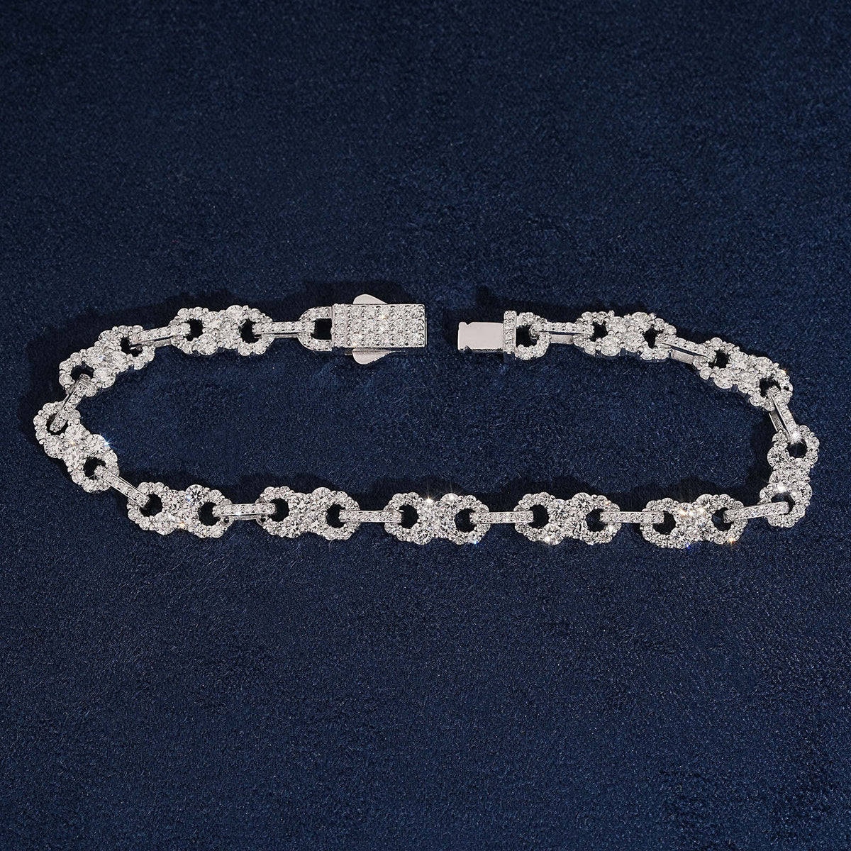 925 Sterling Silver VVS Lab Grown Diamond Infinity Link Bracelet