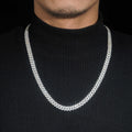8MM Sterling Silver Lab Grown Diamond Cuban Link Necklace