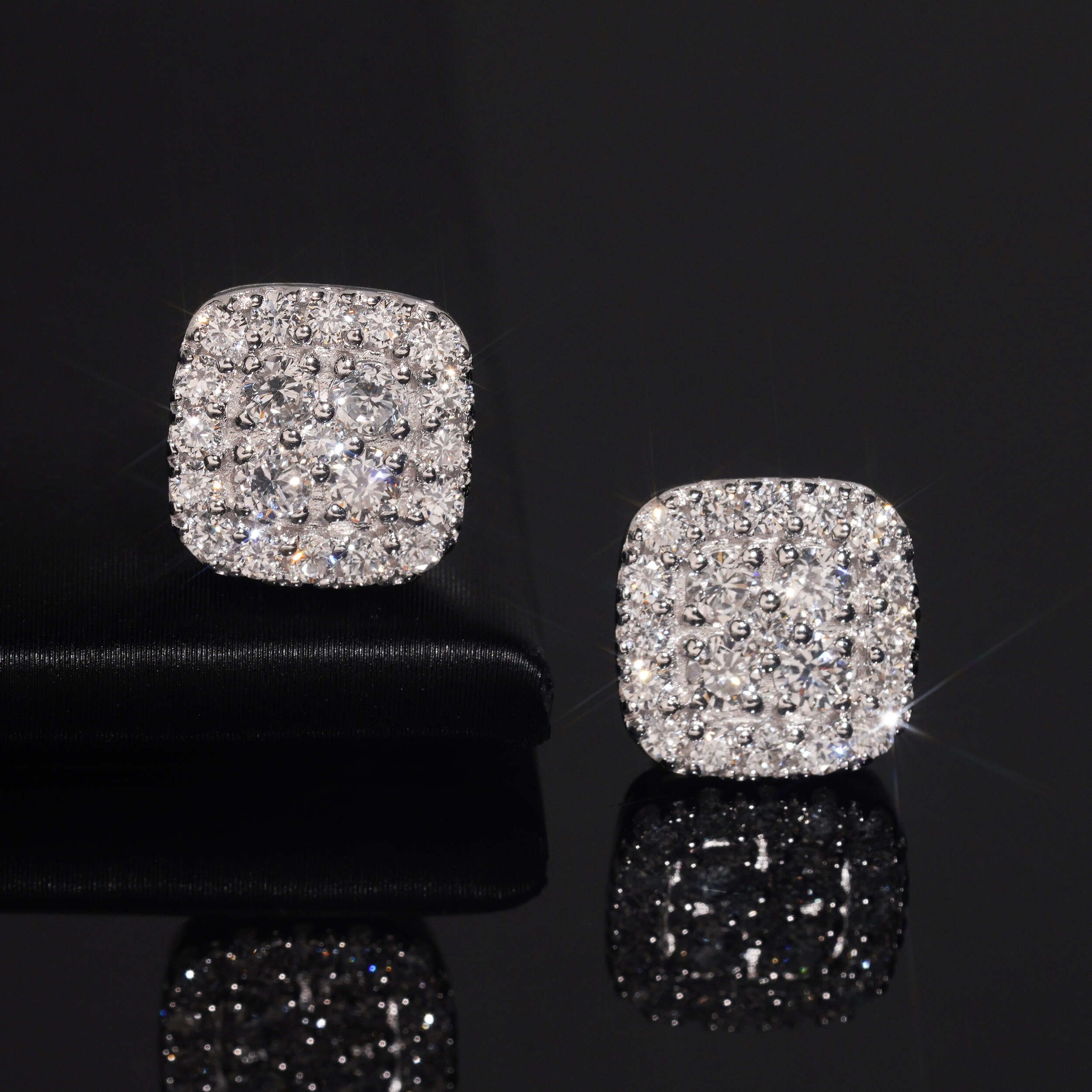 Iced Out 10MM Width VVS Lab Grown Diamond Men Earrings Silver 925